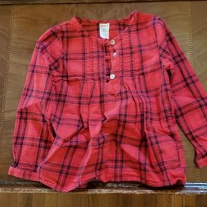 Red plaid long sleeved shirt